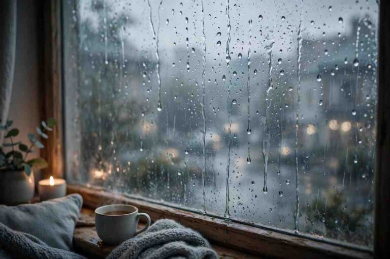 Lluvia a través de la ventana